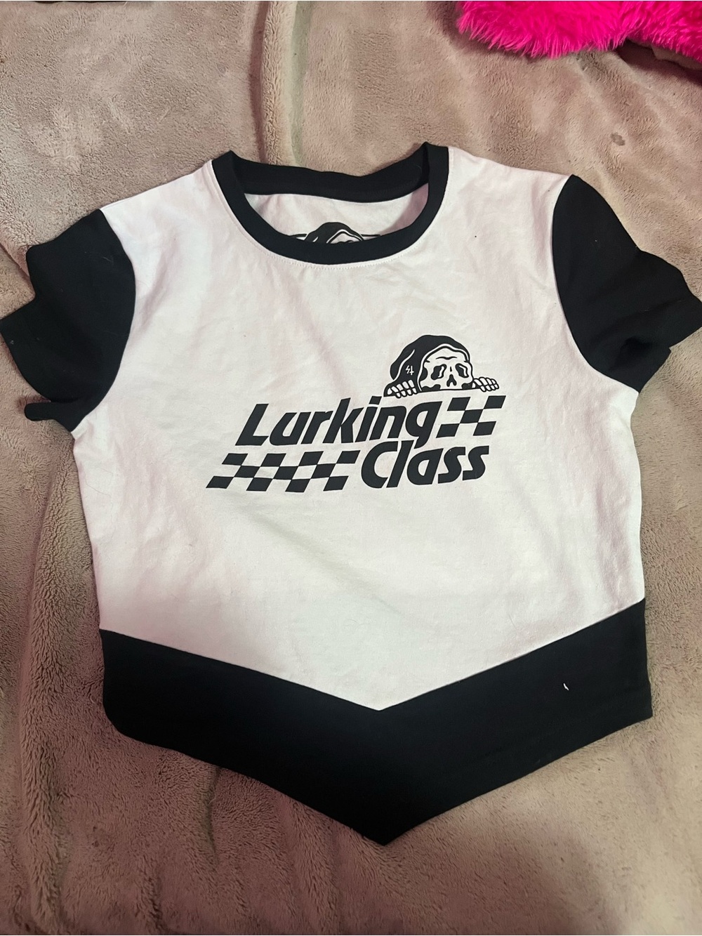 Lurking Class Black & White Graphic Crop Tee